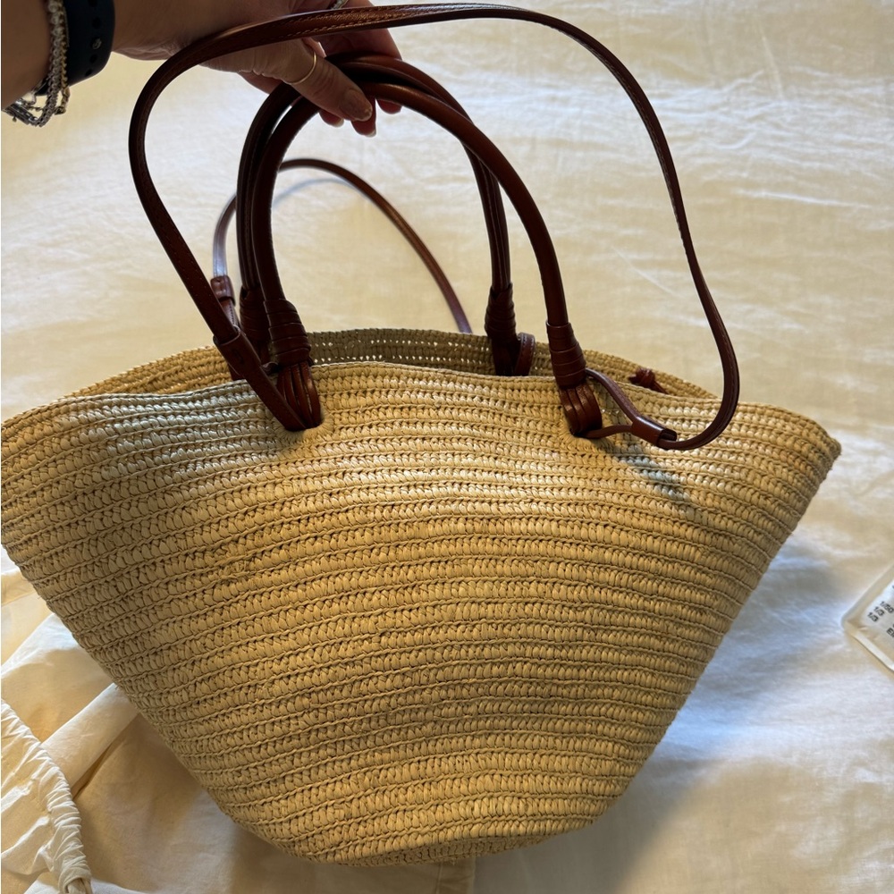 Sezane Justine Straw Bucket Bag EUC Medium Raffia - Picture 7 of 9
